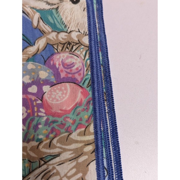 Vintage Easter Bunny Spring Tulips Tablecloth 60x82 Rabbits Blue Eggs Flowers - Picture 6 of 6